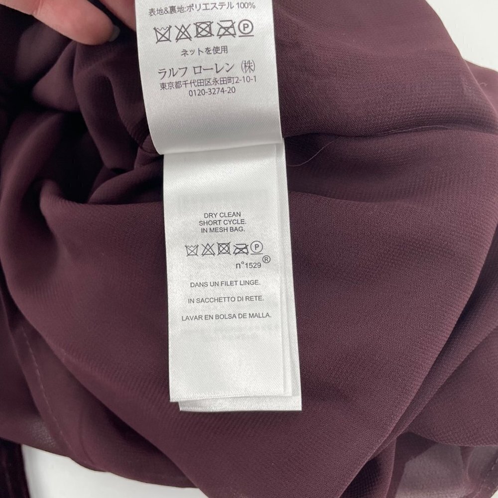 NWOT Lauren Ralph Lauren Purple Velvet Long Sleeve Belted Dress Womens Size 2 - Picture 8 of 10